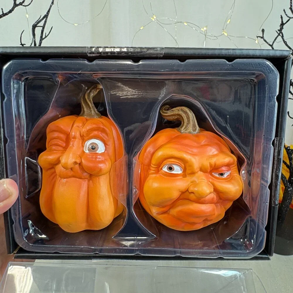 Martha Stewart Halloween Funny Jack O Lantern Pumpkin Faces Figurines Statue